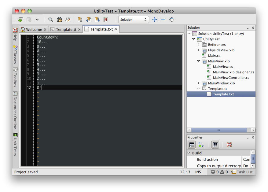 T4 output file in MonoDevelop
